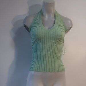 NWT Womens Loft Light Green Ribbed Sleeveless Halter Tank Top XS